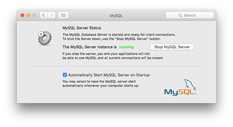 MySQL System Preferences